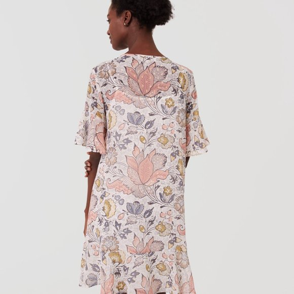 Loft Shimmer Floral Flounce Dress - Picture 3 of 6